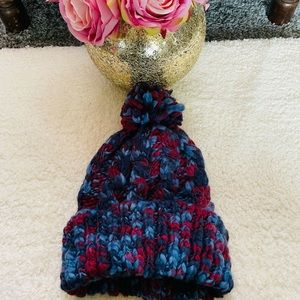 Rampage Women’s Chunky Knit Two Color Pom Pom Hat